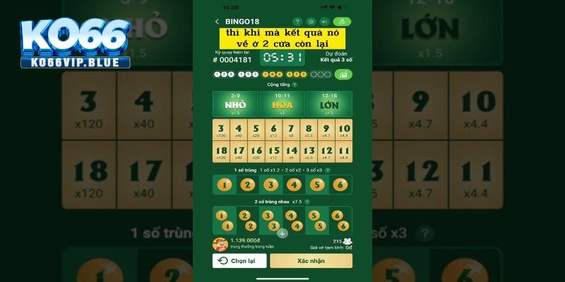 Xổ số Bingo18 được phát hành trên nền tảng đơn vị KO66